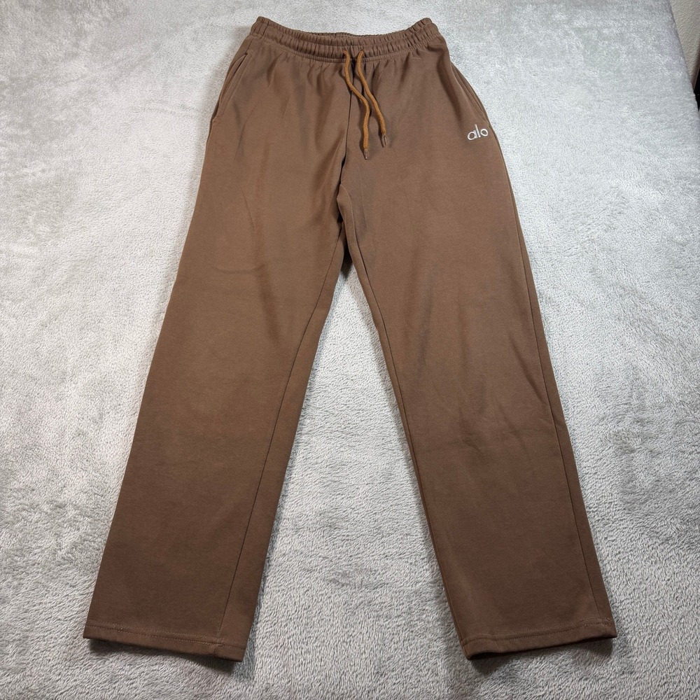 Alo Yoga Accolade Sweatpants Womens Medium Brown Straight Leg Fleece Lined